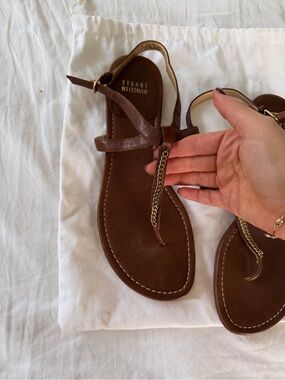 Stuart Weitzman Women's Brown Leather Sandals